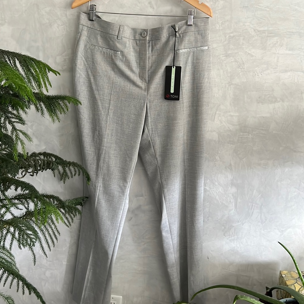 NWT Toni Sally Glam Grey Slim Fit Elegant Business Trouser